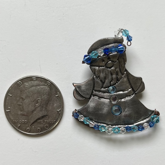 VTG ARTISAN Embellished Santa Metal Pin - Picture 3 of 5